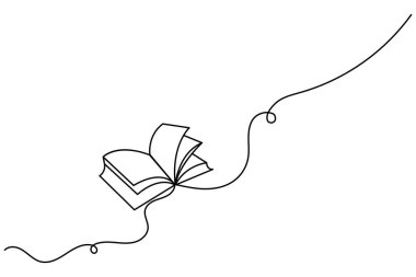 Kitap çizimlerinin kesintisiz tek satır çizimi konsept ana hatlı vektör çizimi