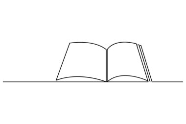 Kitap çizimlerinin kesintisiz tek satır çizimi konsept ana hatlı vektör çizimi