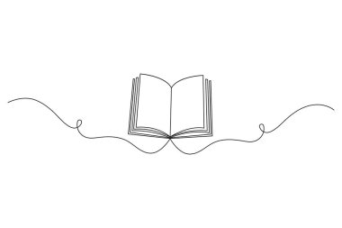 Kitap çizimlerinin kesintisiz tek satır çizimi konsept ana hatlı vektör çizimi