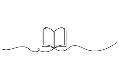 Kitap çizimlerinin kesintisiz tek satır çizimi konsept ana hatlı vektör çizimi