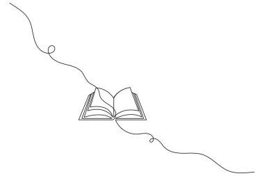 Kitap çizimlerinin kesintisiz tek satır çizimi konsept ana hatlı vektör çizimi