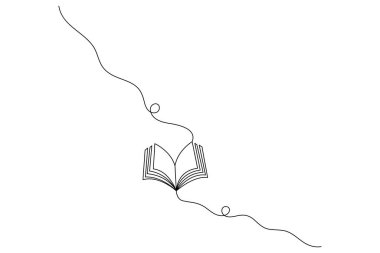 Kitap çizimlerinin kesintisiz tek satır çizimi konsept ana hatlı vektör çizimi