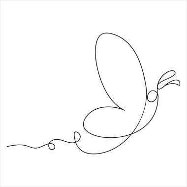 Kelebek ana hatlarının aralıksız tek bir çizgisi vektör çizimi izole tasarımı.