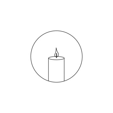 Mum aralıksız tek çizgi çizimi ve mum ışığının koyu renkli bir çizgi çizimi.