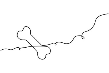 Köpek kemiği ana hatlı vektör illüstrasyonunun sürekli bir çizimi.