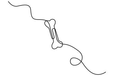 Köpek kemiği ana hatlı vektör illüstrasyonunun sürekli bir çizimi.