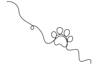 Köpek patisi sürekli olarak hayvan pençesi ikonu çizimi çizimi..