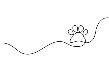 Köpek patisi sürekli olarak hayvan pençesi ikonu çizimi çizimi..