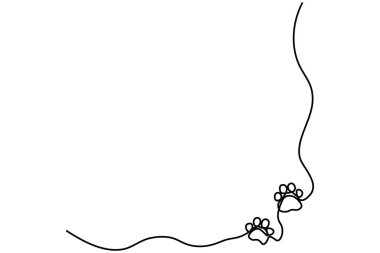 Köpek patisi sürekli olarak hayvan pençesi ikonu çizimi çizimi..