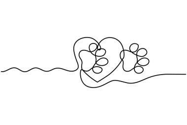 Köpek patisi sürekli olarak hayvan pençesi ikonu çizimi çizimi..