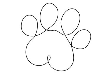 Köpek patisi sürekli olarak hayvan pençesi ikonu çizimi çizimi..