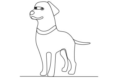 Köpek aralıksız tek satır sanat ana hatları siluet tasarımının vektör çizimi.