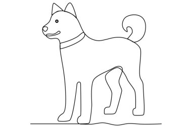 Köpek aralıksız tek satır sanat ana hatları siluet tasarımının vektör çizimi.