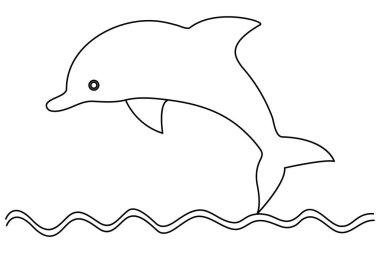 Devamlı Yunus Bir satır sanat minimalist vektör illüstrasyonu