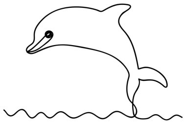 Devamlı Yunus Bir satır sanat minimalist vektör illüstrasyonu