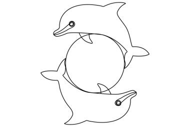 Devamlı Yunus Bir satır sanat minimalist vektör illüstrasyonu
