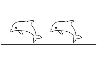 Devamlı Yunus Bir satır sanat minimalist vektör illüstrasyonu