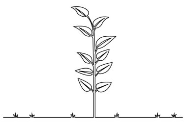 Büyüme bitkisi işleme ağacı ana hatlı vektör simgesinin bir satır çizimi devam eder.