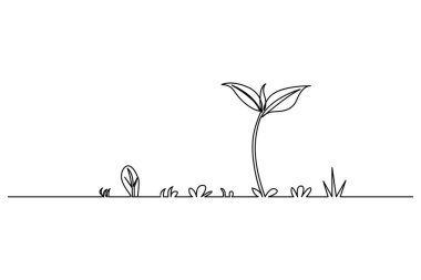 Büyüme bitkisi işleme ağacı ana hatlı vektör simgesinin bir satır çizimi devam eder.