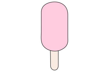 Dondurma sürekli olarak kremalı waffle külahı ana hatlı vektör çizimi çiziyor..