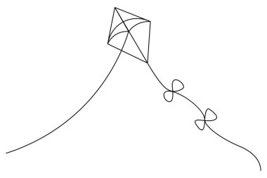 İzole edilmiş taslak çizim çiziminin sürekli uçurtma çizimi.