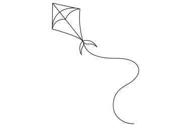 İzole edilmiş taslak çizim çiziminin sürekli uçurtma çizimi.