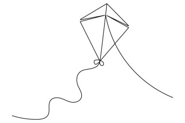 İzole edilmiş taslak çizim çiziminin sürekli uçurtma çizimi.