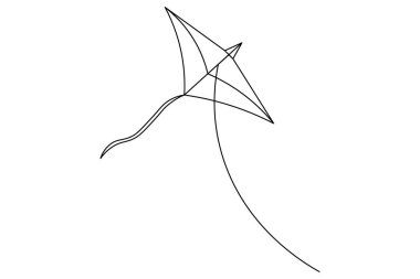 İzole edilmiş taslak çizim çiziminin sürekli uçurtma çizimi.