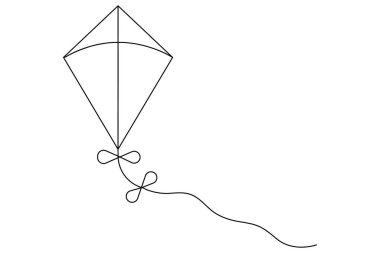 İzole edilmiş taslak çizim çiziminin sürekli uçurtma çizimi.