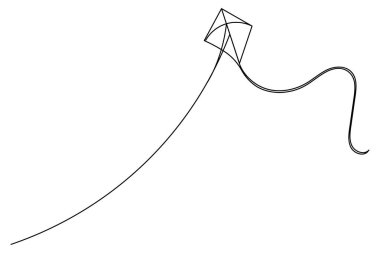 İzole edilmiş taslak çizim çiziminin sürekli uçurtma çizimi.