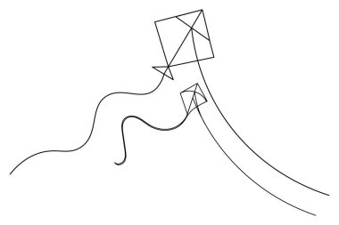 İzole edilmiş taslak çizim çiziminin sürekli uçurtma çizimi.