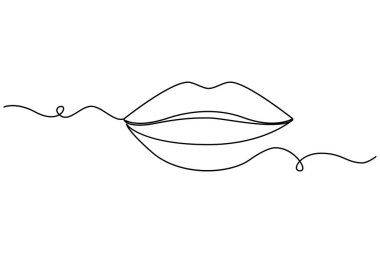 Lips, sevgililer günü izole tasarımı için aralıksız bir çizgi çizer