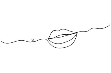 Lips, sevgililer günü izole tasarımı için aralıksız bir çizgi çizer