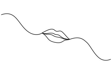 Lips, sevgililer günü izole tasarımı için aralıksız bir çizgi çizer