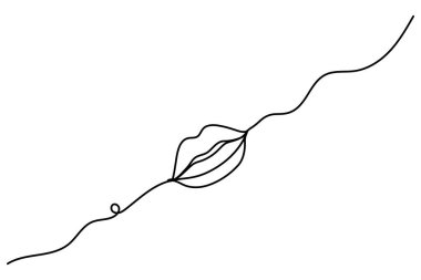 Lips, sevgililer günü izole tasarımı için aralıksız bir çizgi çizer