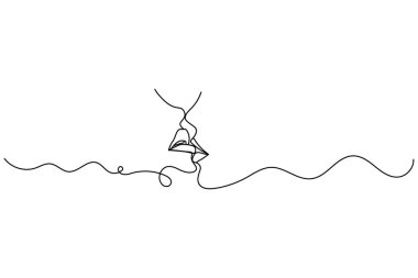 Lips, sevgililer günü izole tasarımı için aralıksız bir çizgi çizer