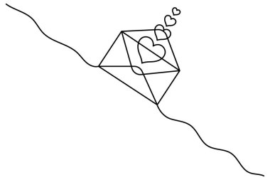 Sevgililer Günü vektör simgesi ve aralıksız tek çizgi çizimi..