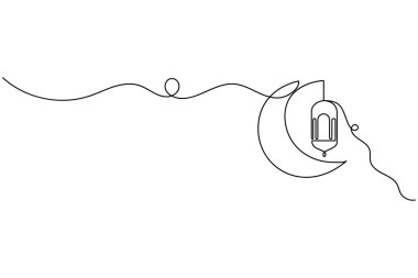 Ayın sürekli olarak izole edilmiş ana hatlı çizim çizimi.