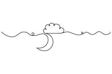 Ayın sürekli olarak izole edilmiş ana hatlı çizim çizimi.