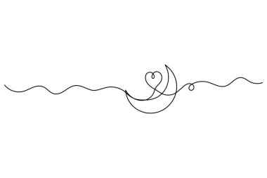 Ayın sürekli olarak izole edilmiş ana hatlı çizim çizimi.