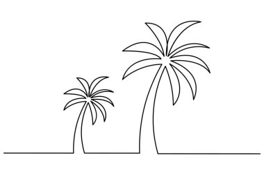 Palmiye ağacı, izole edilmiş ana çizim çiziminin aralıksız bir çizimi.