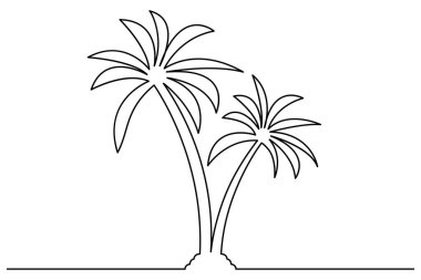 Palmiye ağacı, izole edilmiş ana çizim çiziminin aralıksız bir çizimi.