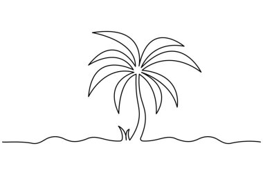 Palmiye ağacı, izole edilmiş ana çizim çiziminin aralıksız bir çizimi.