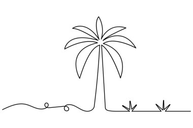 Palmiye ağacı, izole edilmiş ana çizim çiziminin aralıksız bir çizimi.
