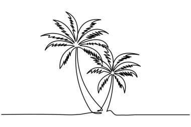 Palmiye ağacı, izole edilmiş ana çizim çiziminin aralıksız bir çizimi.