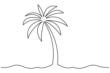 Palmiye ağacı, izole edilmiş ana çizim çiziminin aralıksız bir çizimi.