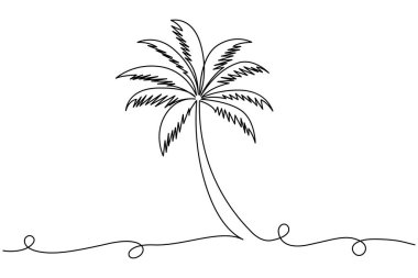 Palmiye ağacı, izole edilmiş ana çizim çiziminin aralıksız bir çizimi.