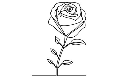 Ana çizim vektör çiziminin sürekli çizimi olan gül çiçeği.