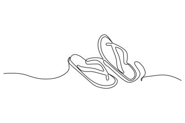 Yaz Terlikleri, Flip Flop Foot Sandals Tek satırlık sanat ikonu.