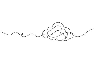 Bulut sürekli bir çizgi sanat ve izole edilmiş vektör illüstrasyonu